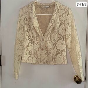 CAbi ivory lace lined jacket blazer Size 6